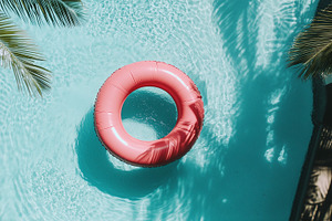 Pink inflatable ring floats peaceful, a Sports & Recreation Photo by MistyDay