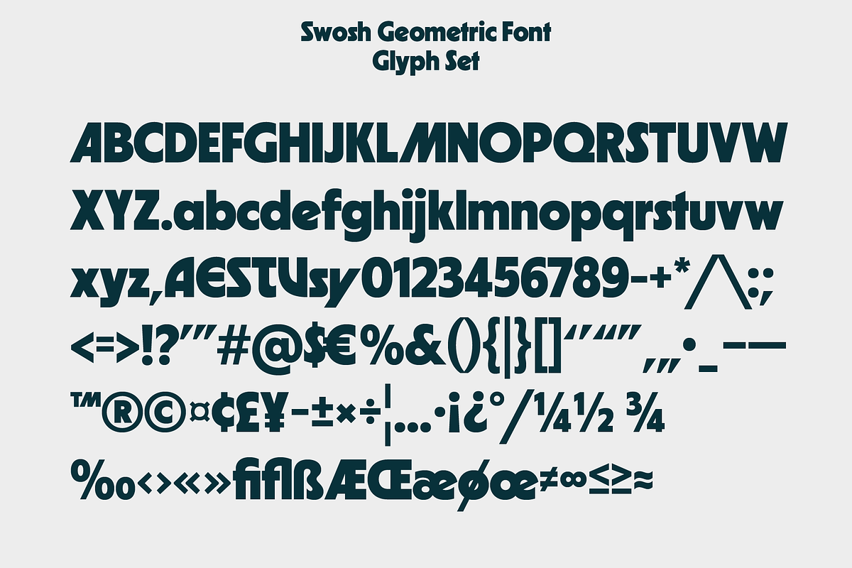 Swosh - Geometric Display Font, a Sans Serif Font by Pipello Grafik (Photo 11 of 14)