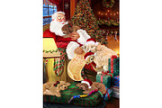 Xmas Santa Goldendoodle Dog Wall Art, an Animal Illustration by Art Paradise Studios (Thumbnail 1 of 3)