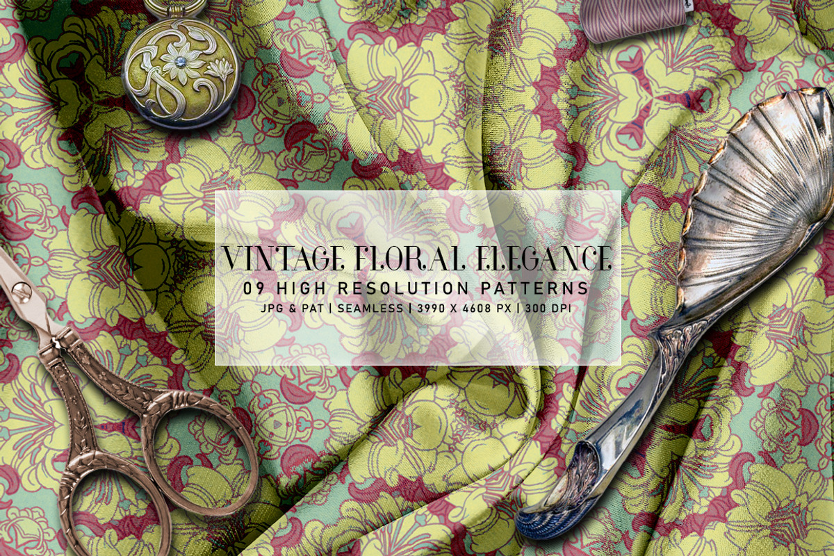 Vintage Floral Elegance, a Pattern Graphic by Digital Art Creations (Photo 4 of 7)