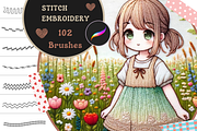Procreate Stitch Embroidery Brushes, a Brush Add-On by nikiartcorner (Thumbnail 1 of 7)