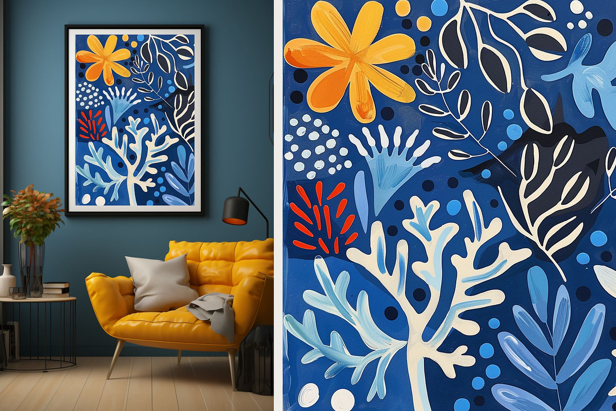 21 matisse blue wall art print, a Decorative Illustration by ARTOZEN DIGITAL (Photo 13 of 17)