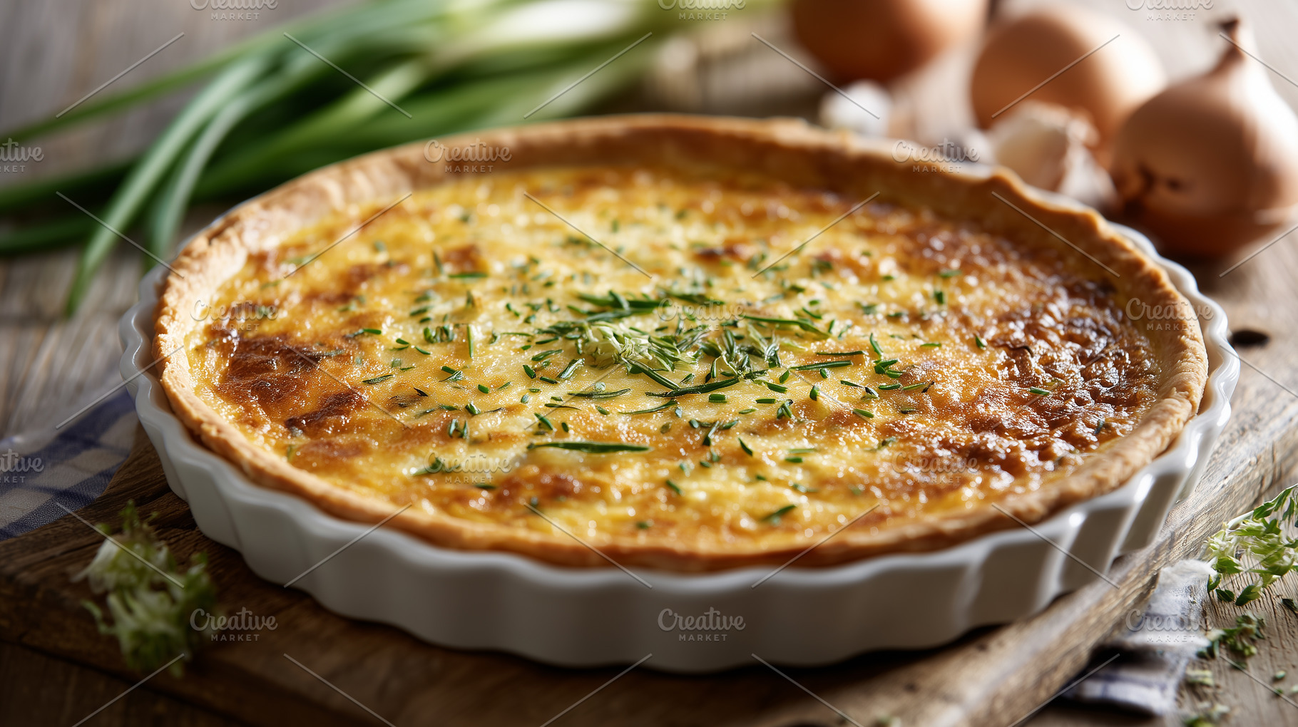 Freshly baked quiche with herbs, a Food & Drink Photo by MistyDay