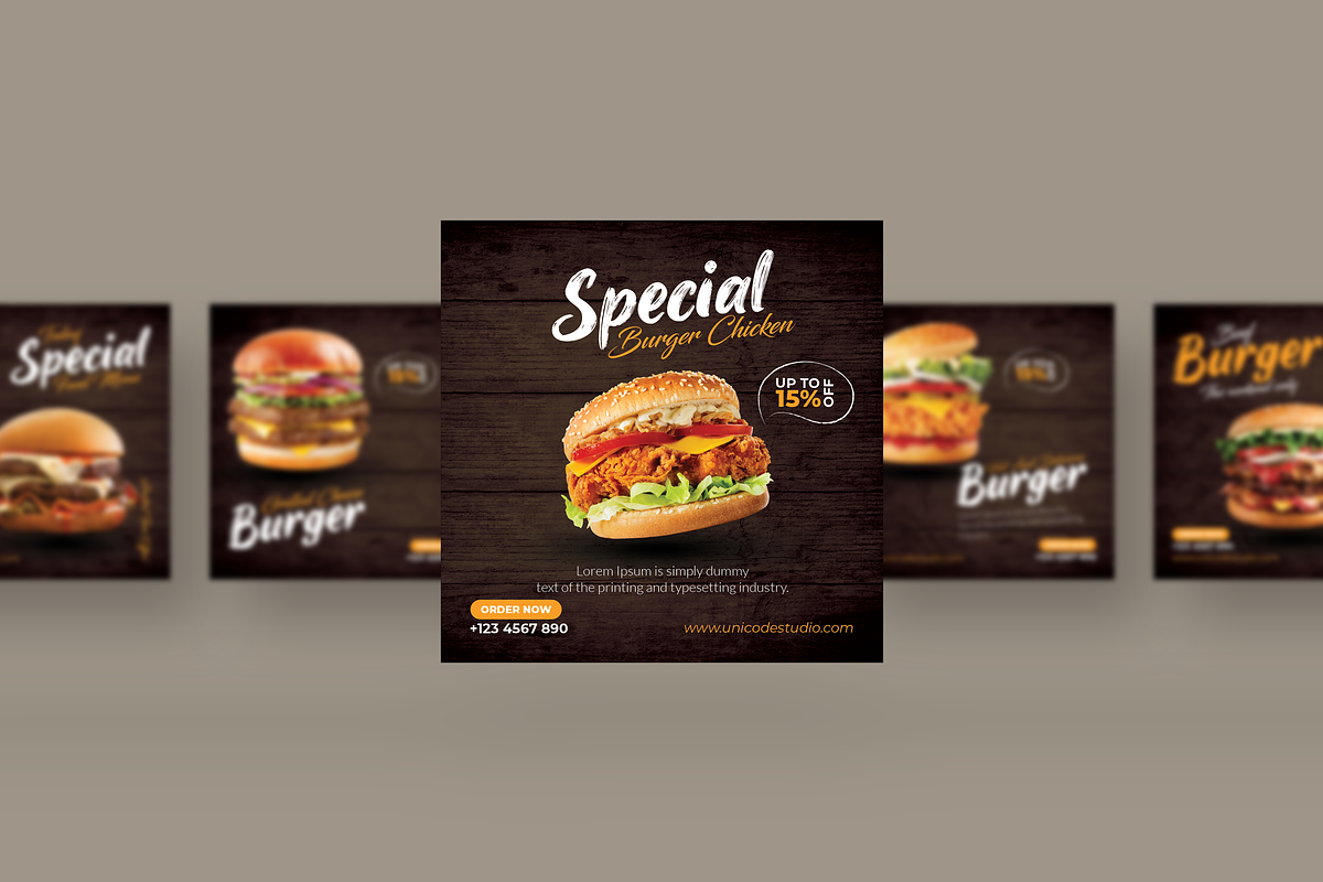 Burger - Instagram Post Template, a Social Media Template by UnicodeID (Photo 3 of 4)