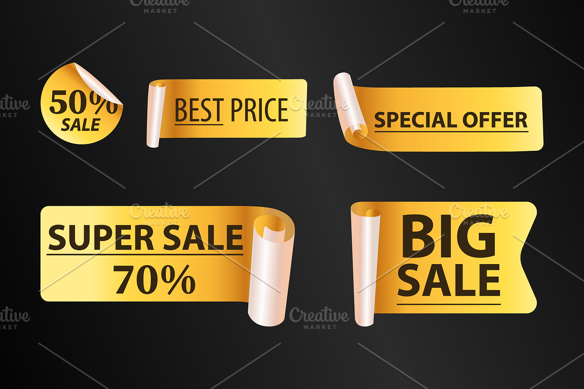 Golden sale stickers set, a Decorative Illustration by Yayasya (Photo 3 of 3)
