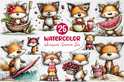 Whimsical Summer Foxs Clipart, an Illustration by Dream Creation (Thumbnail 1 of 6)