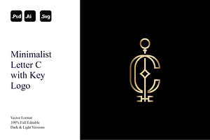 Minimalist Letter C with Key Logo, a Branding & Logo Template by Luxury Logos