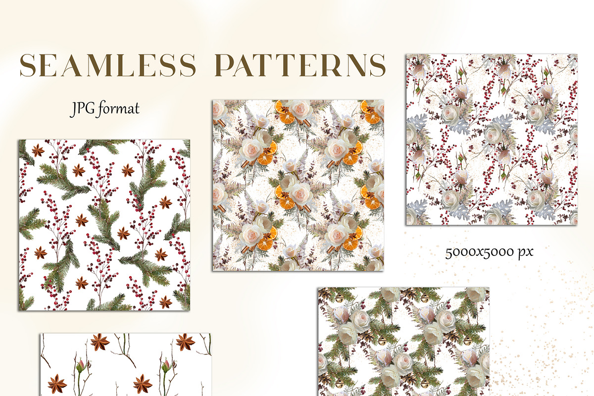 White Flora - Christmas clipart, a Decorative Illustration by Vasmila (Photo 8 of 15)