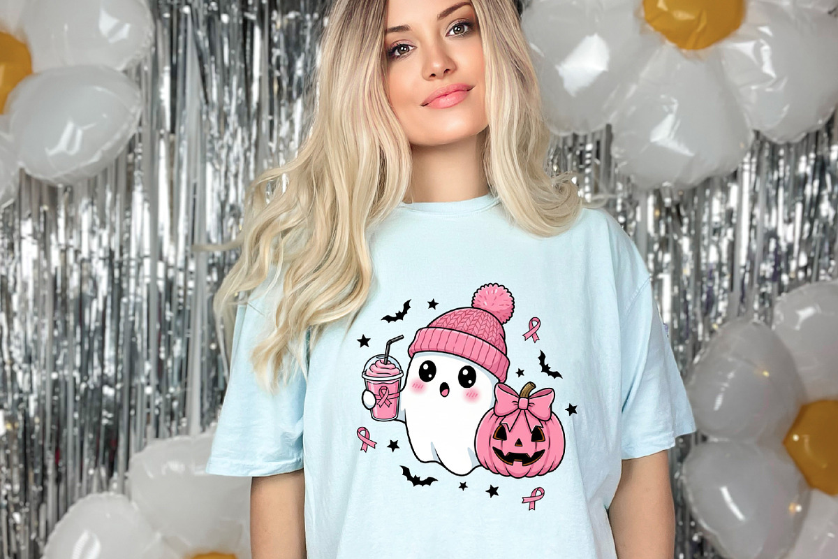 Spooky Ghost Breast Cancer Halloween, an Illustration by designcity5 (Photo 6 of 8)