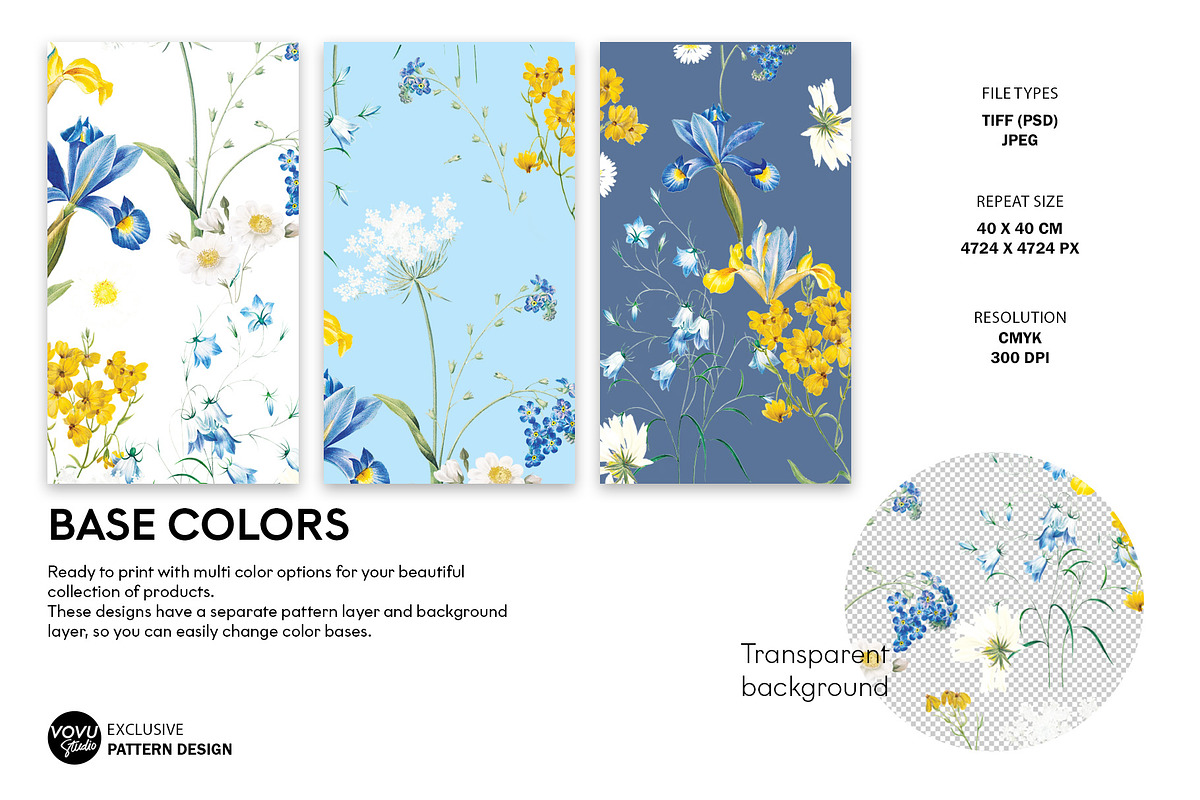 Fresh florals, Pattern print design, a Pattern Graphic by VOVU Studio (Photo 2 of 10)