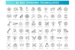 AI and emerging future tech icon set, an Outline Icon by Tettygreen