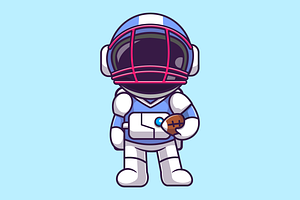 Cute Astronaut Playing Rugby Ball, a Sport Illustration by Catalyst Labs