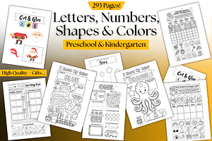 Preschool Learning Worksheets Bundle, a Decorative Illustration by Coco Bloom