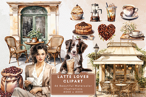 Watercolor Coffee Clipart, an Illustration by NadiaTheronArt