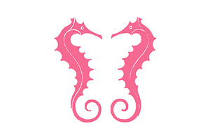 Vector Two Sea Horses Illustration