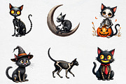 Watercolor Skeleton Black Cat Clipar, an Illustration by CrexoraLab (Thumbnail 2 of 5)