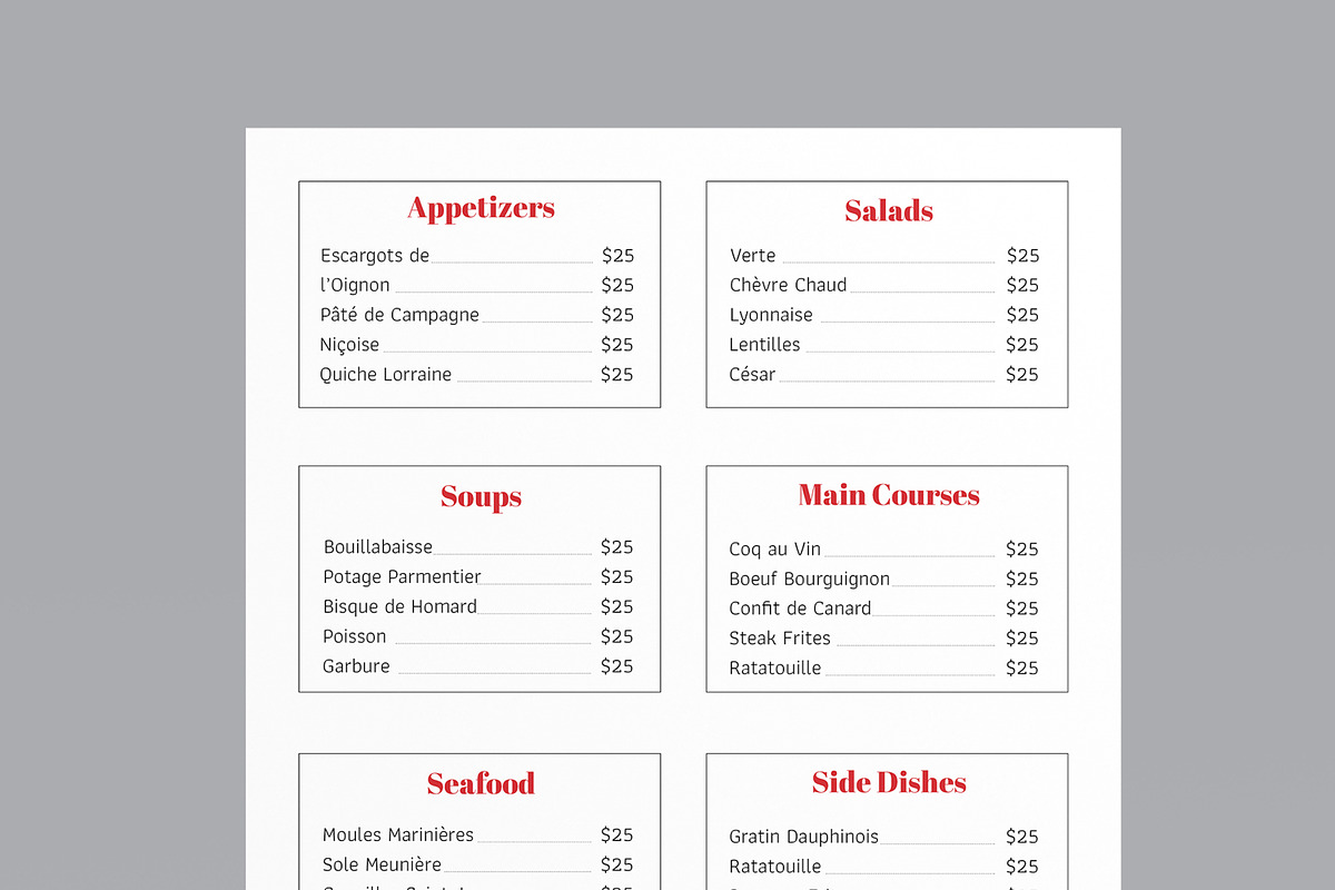 French Bistro Menu Template, a Stationery Template by MightyDesign (Photo 4 of 8)