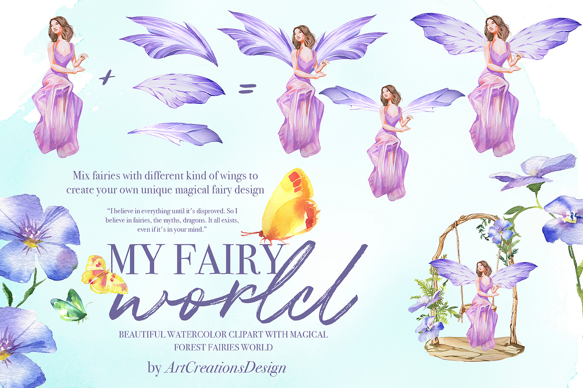 Hand-Painted My Fairy World Clipart, a Person Illustration by ArtCreationsDesign (Photo 13 of 15)
