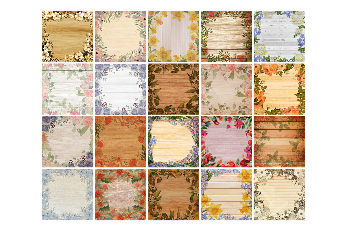 Floral Wood Digital Paper, a Texture Graphic by Digital Studio (Photo 2 of 3)