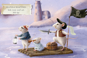 Pirate Mouse Nursery Wall Art