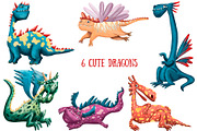 Cute Dragons - Clip Art Set, an Animal Illustration by Mashamashastu (Thumbnail 2 of 10)