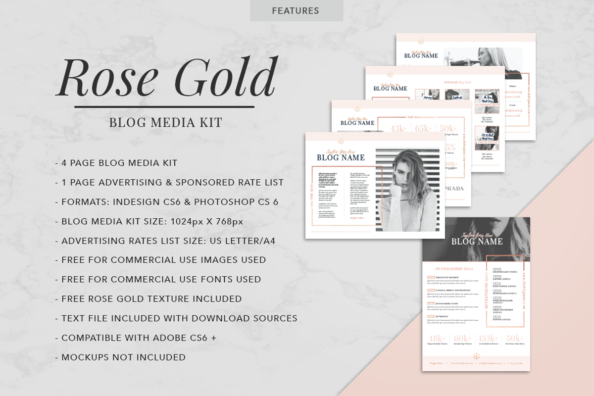 ROSE GOLD | Blog Media Kit, a Resume Template by Marigold Studios (Photo 2 of 9)