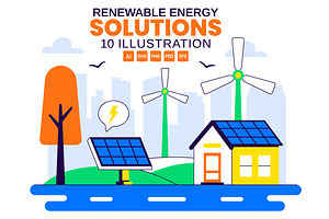 10 Renewable Energy Solutions, a Technology Illustration by denayunebgt