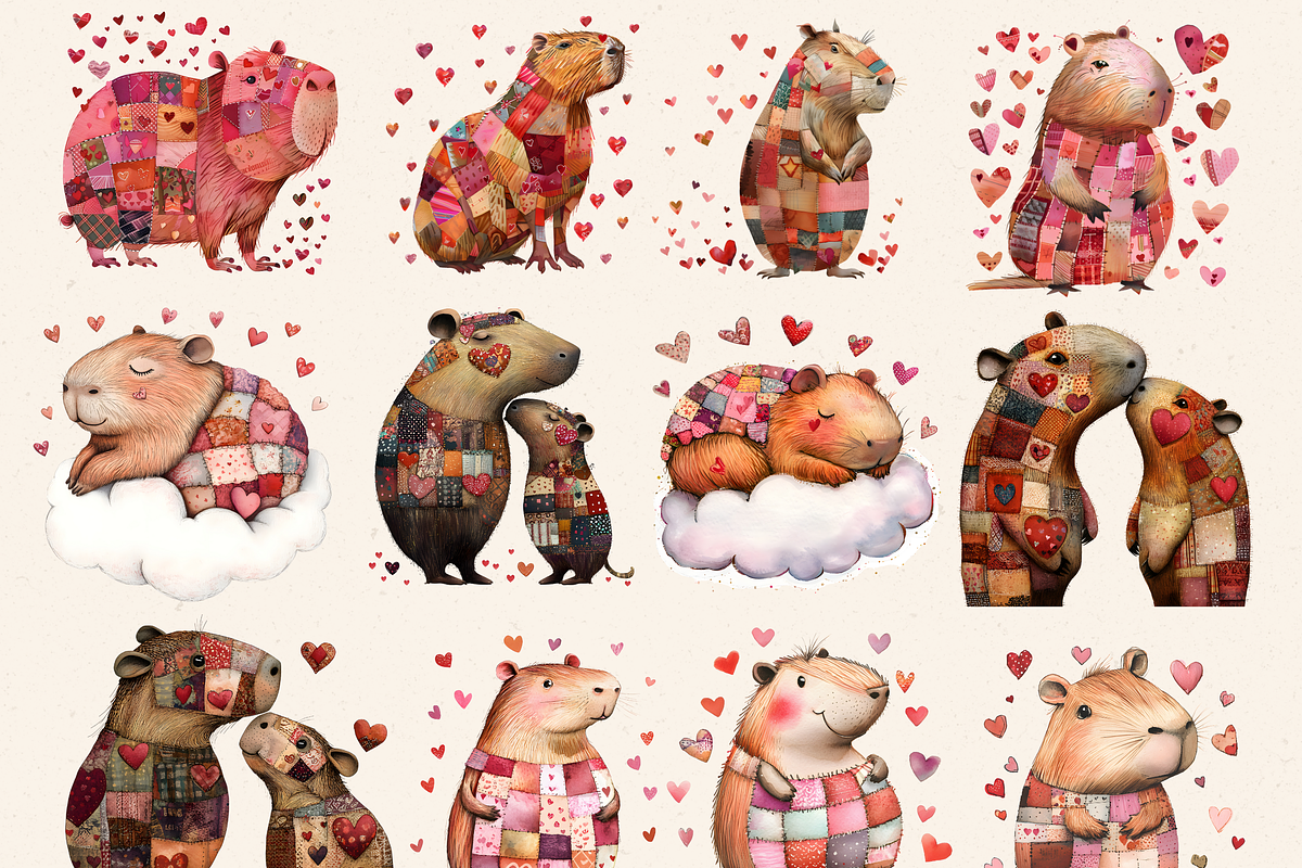 LOVELY VALENTINE CAPYBARA CLIPART, an Animal Illustration by Daring Digies (Photo 2 of 7)