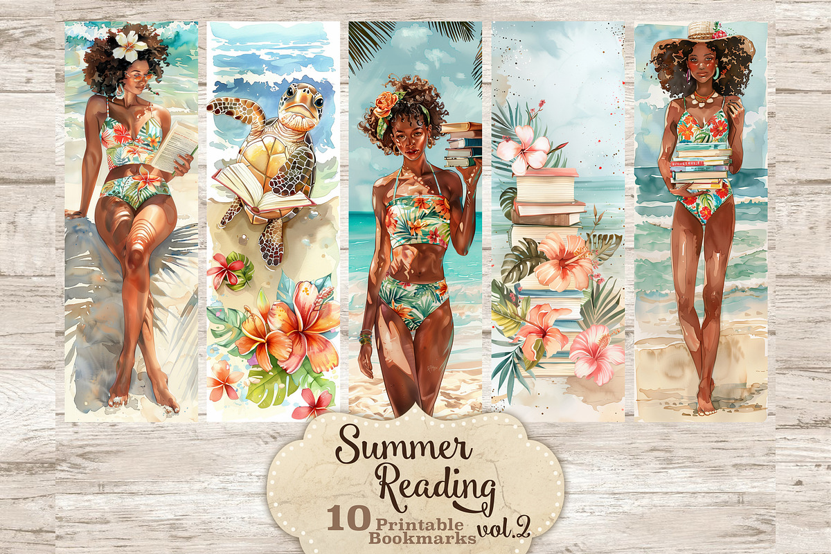 Beach Bookmarks | Summer Printable, a Seasonal Illustration by GlamArtZhanna (Photo 1 of 3)