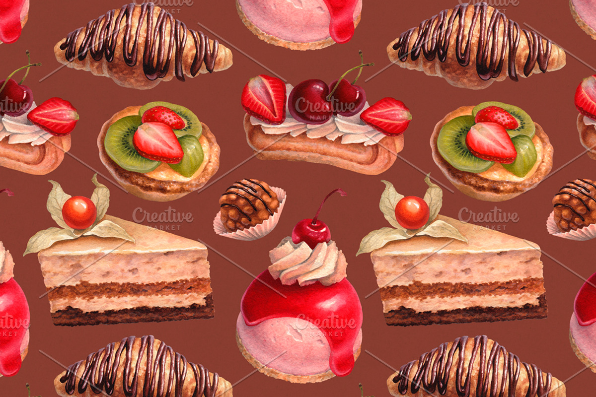 Dessert illustrations and patterns, a Food Illustration by Sundra (Photo 5 of 6)