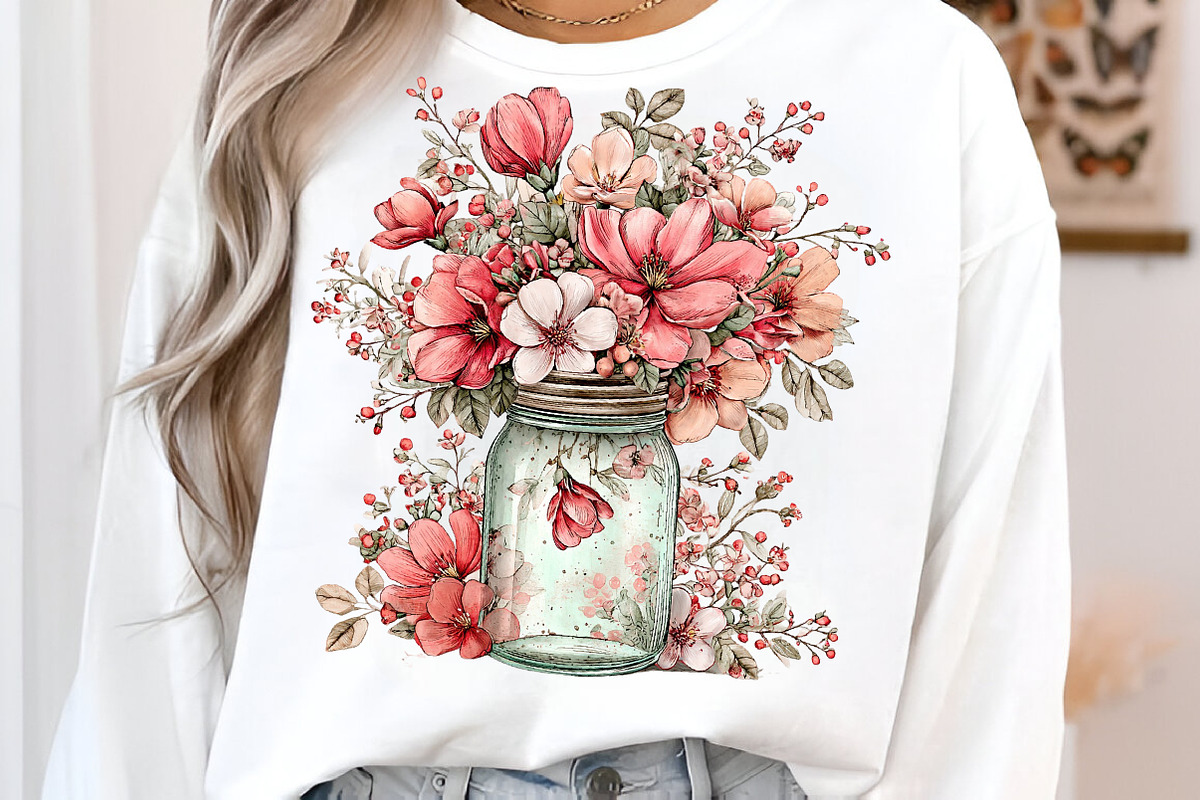 Spring flowers mason jar clipart, an Illustration by SinaCreation (Photo 6 of 11)