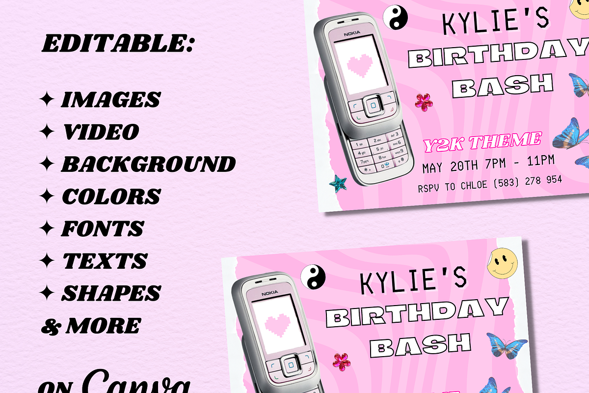 Y2K Retro Invitation Template, an Invitation Template by PLANETSEL (Photo 2 of 4)
