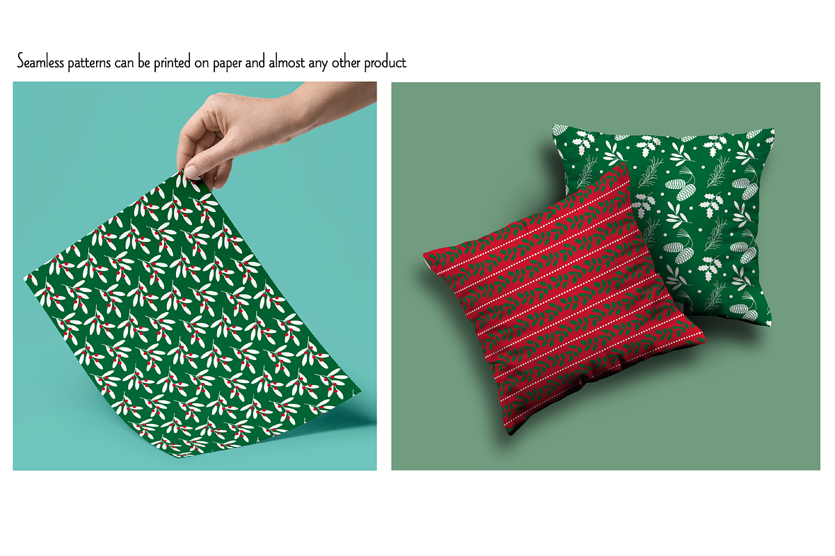 Seamless Red & Green Winter Patterns preview 2