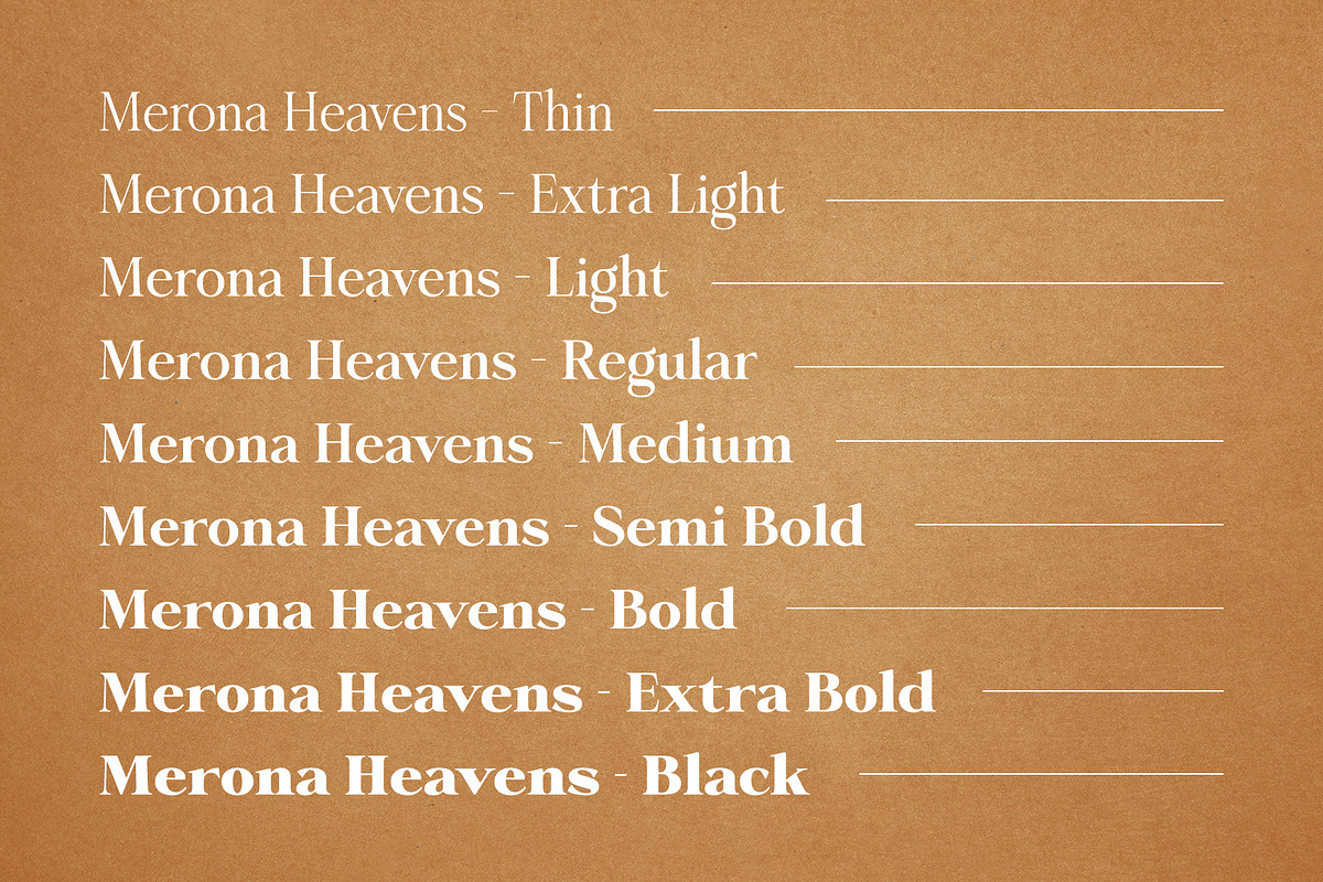 Merona Heavens Family | 9 Font Pack, a Serif Font by Krismagraph (Photo 10 of 15)