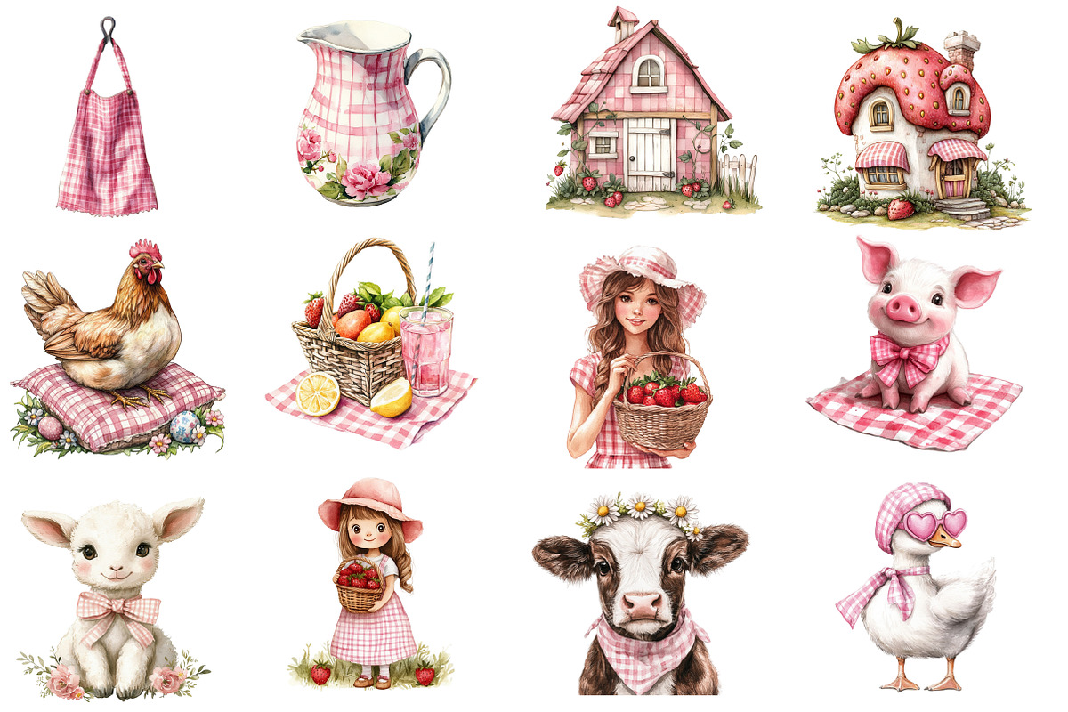 Watercolor Lovely Farm Clipart, an Illustration by Designworld (Photo 3 of 5)