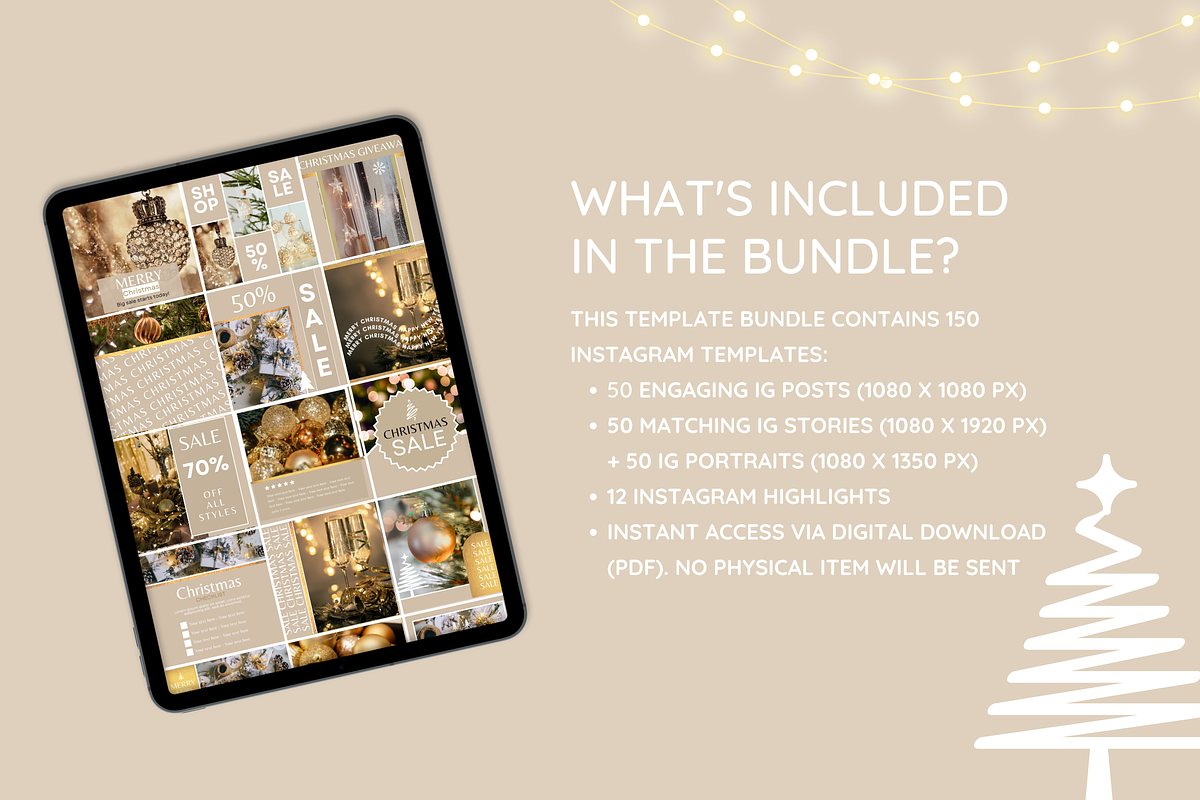 Beige Christmas Instagram Templates, a Social Media Template by SunshineStudioBoutique (Photo 3 of 8)