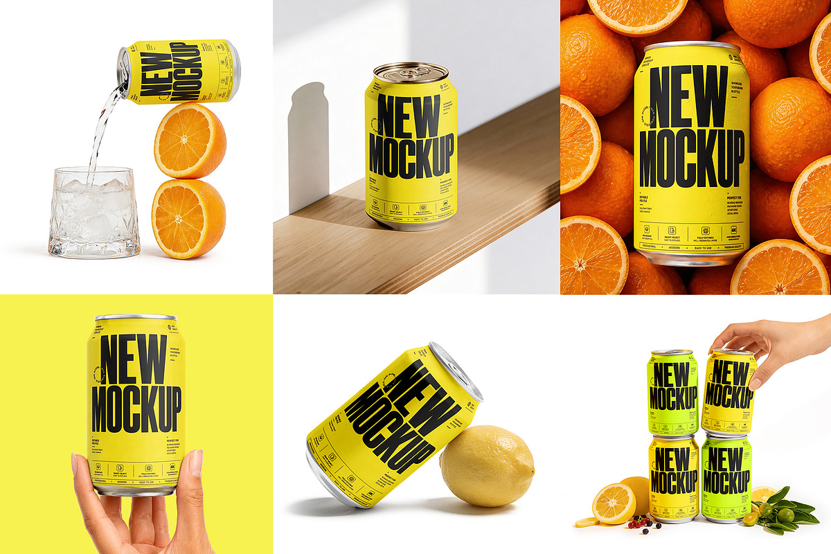 Soda Can Mockup Bundle, a Packaging Mockup by pixelmock (Photo 1 of 12)