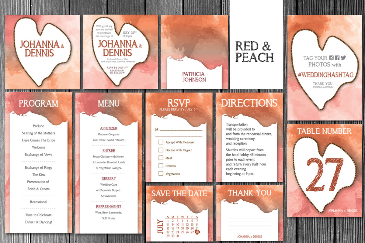 Wedding Watercolor Invitation 6 Var, an Invitation Template by Elegrad Design Agency (Photo 12 of 12)