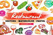 Restaurant - Watercolor/Pastel kit, an Illustration by All Design Store (Thumbnail 1 of 4)
