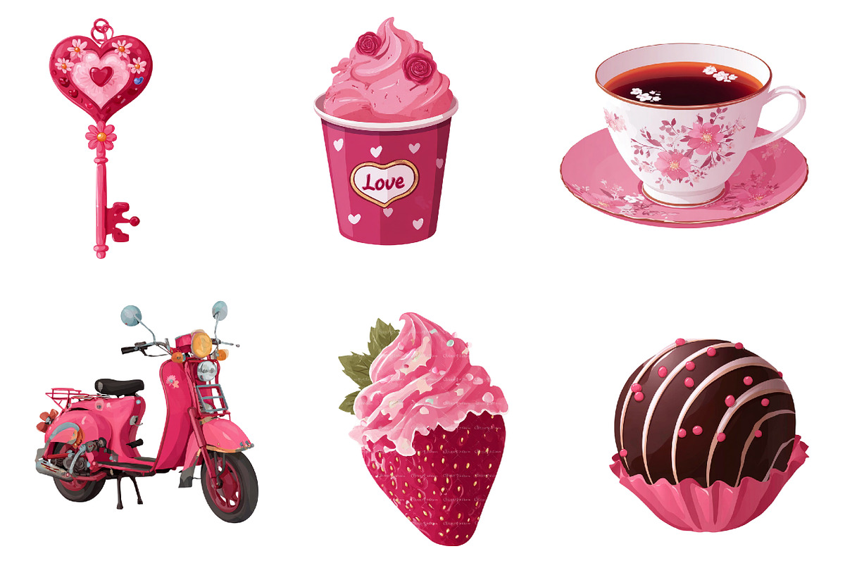 Watercolor Valentine's Day Clipart, an Illustration by CreationArt (Photo 4 of 5)