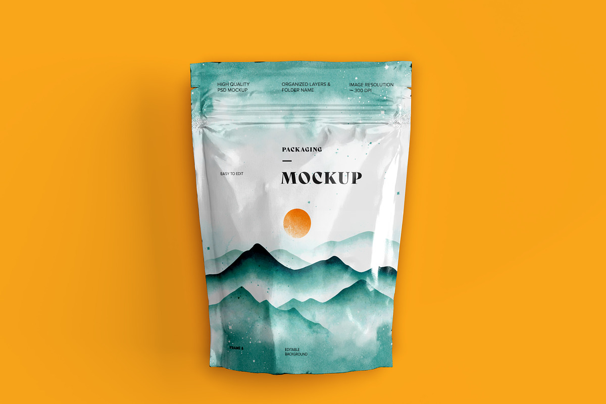 Stand Up Zip Lock Pouch Mockup Set, a Merchandise Mockup by dpi (Photo 11 of 16)