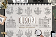 Travel Europe City Destinations, an Object Graphic by Alex Krugli (Thumbnail 1 of 6)