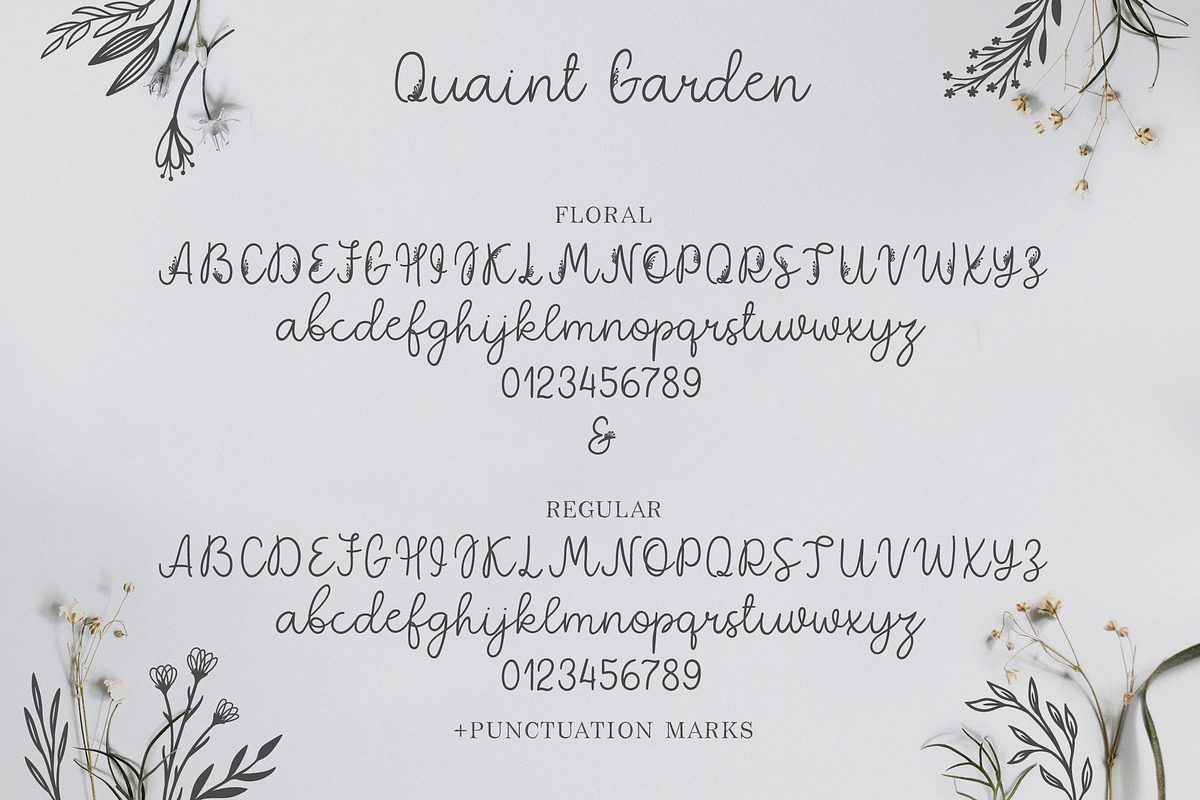 Quaint Garden Floral Font +EXTRAS preview 6