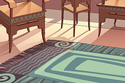 Light Living Room in Oriental Style, a Decorative Illustration by LEKS illustrations (Thumbnail 4 of 5)