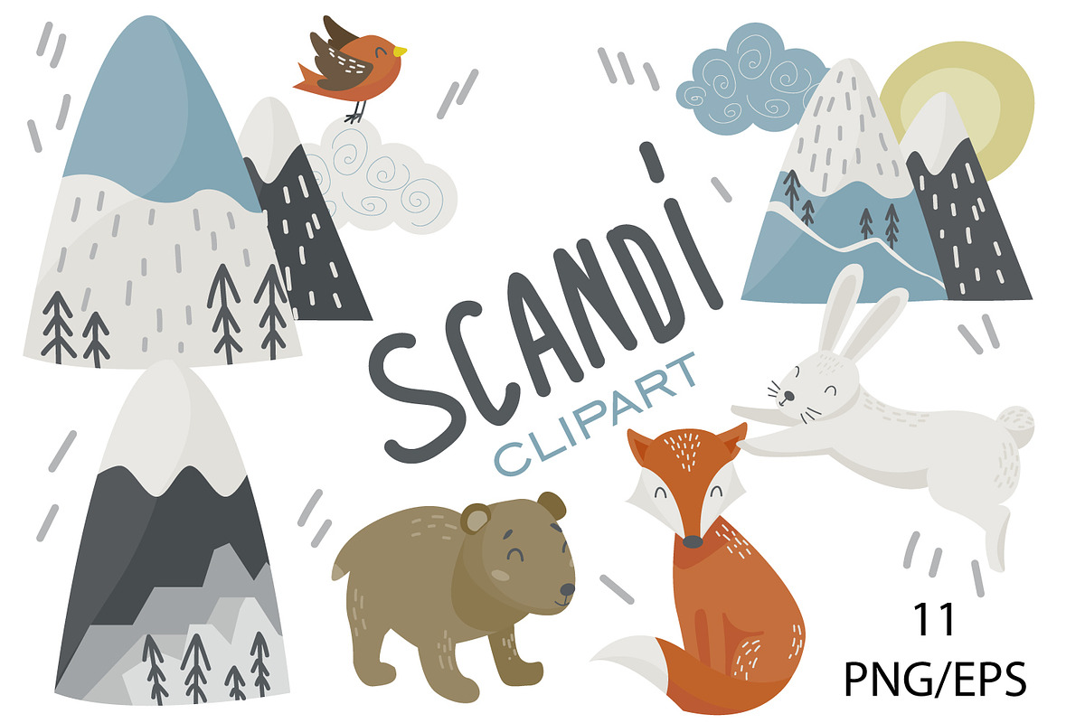 Scandinavian cute clipart, an Animal Illustration by SleptArt (Photo 1 of 6)