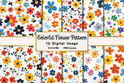 Colorful Flower Seamless Pattern, an Illustration by OK Design (Thumbnail 1 of 4)