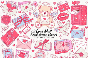 Love Mail Clipart Bundle | Valentine, a Seasonal Illustration by TitaLivingArt