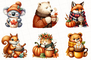 Fall Coffee Animals Clipart, an Illustration by OK Design (Thumbnail 4 of 5)