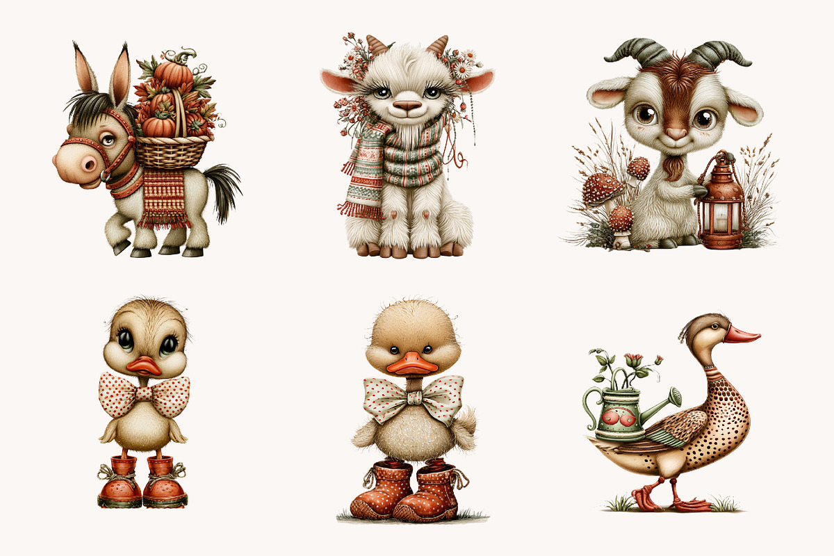 Quirky Farm Animal Clipart, a Seasonal Illustration by Designworld (Photo 5 of 10)