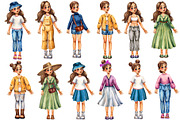 Lucy's Outfits - Watercolor Clipart, an Illustration by Mashamashastu (Thumbnail 5 of 8)